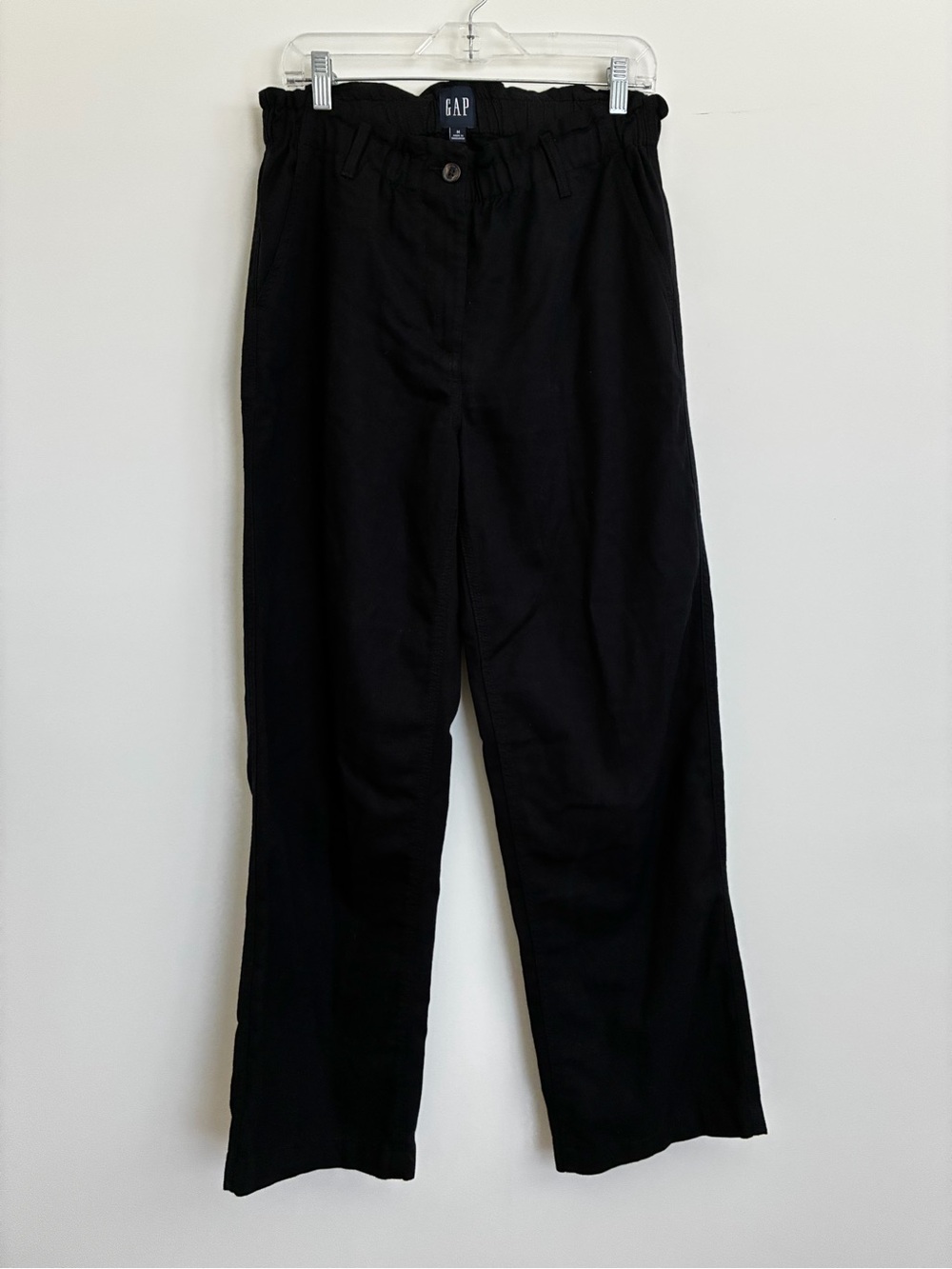 GAP Cotton Lyocell Black Elastic Waist Straight-Leg Pants size medium